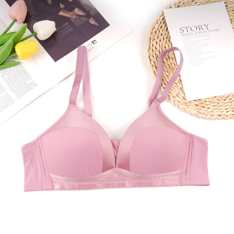 Fábrica de Shantou punto sin anillo de acero sujetador de mujer una pieza de ajuste cómodo sin marcas juntar sujetador de ropa interior anti-caída