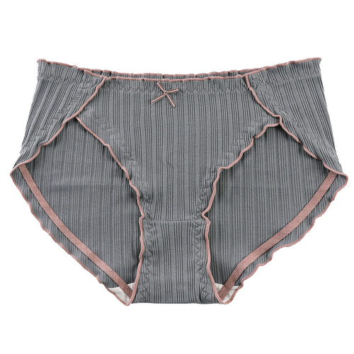 Korean large size student Japanese pure cotton crotch underwear for women with high slits, ear-rimmed waistband and hip briefs