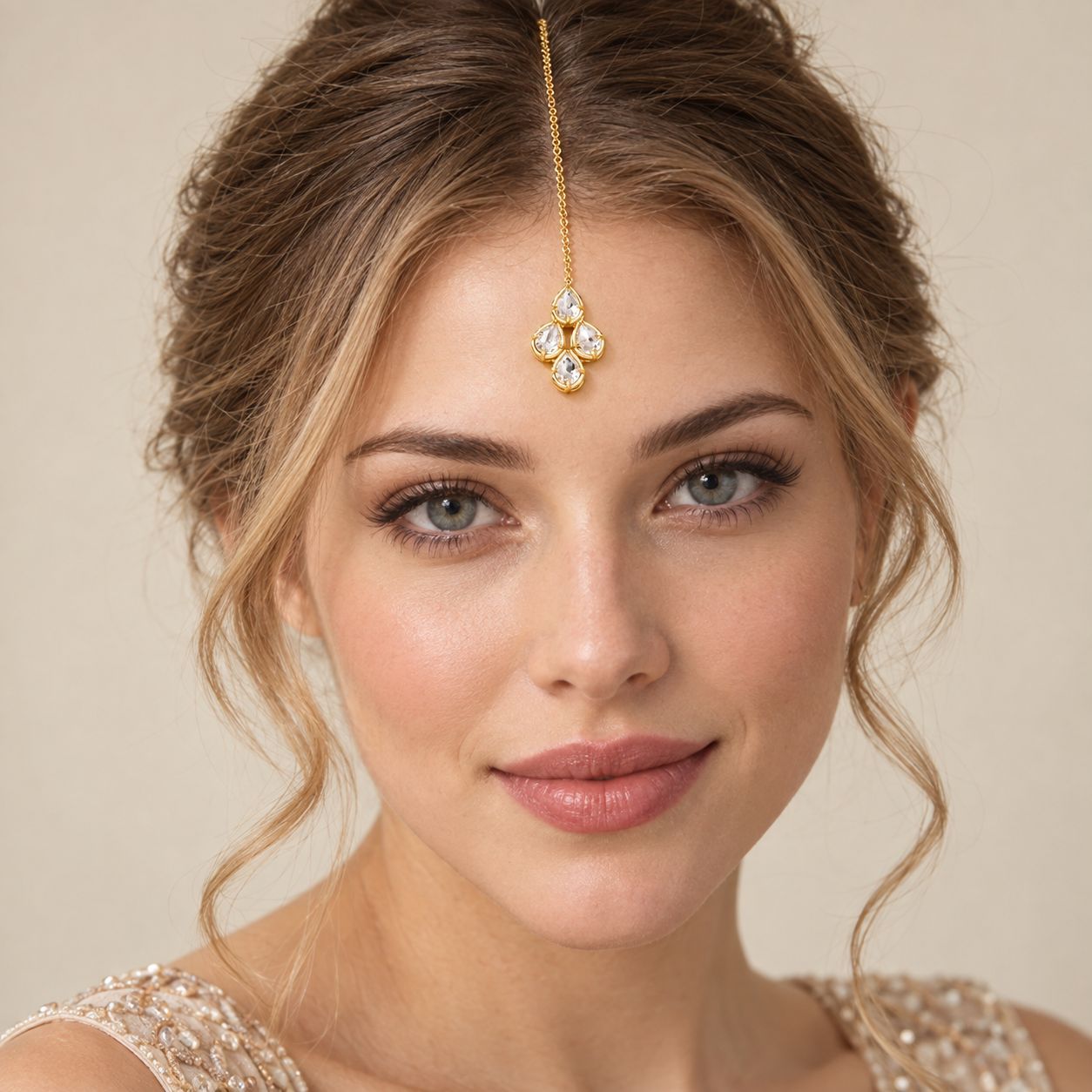 New teardrop pendant forehead chain, ethnic style, high-end, European and American bridal wedding rhinestone browline pendant, versatile hair accessory