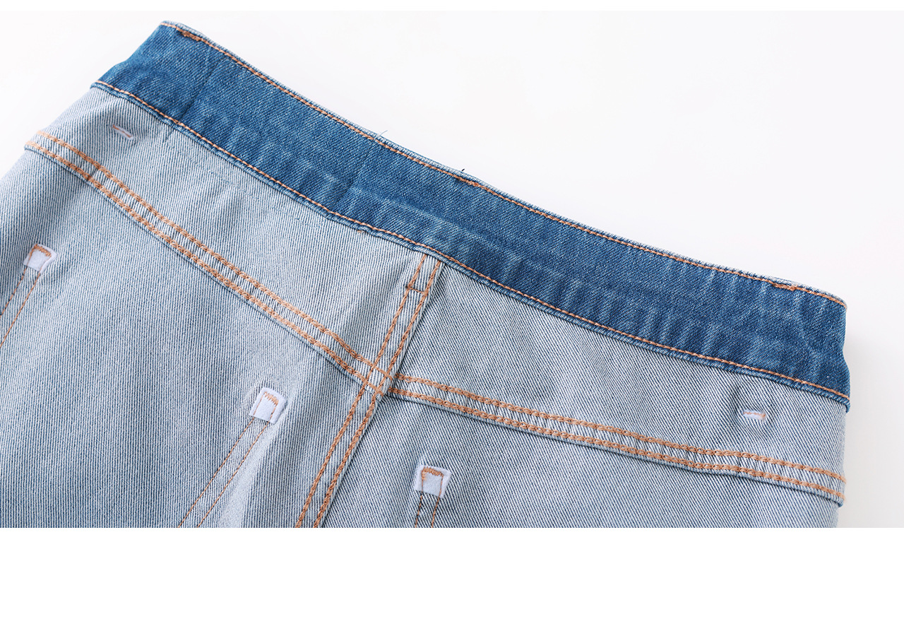 Quần jean nữ ống loe cạp cao co giãn bốn chiều vải cotton siêu mẫu — xanh lam chi tiết 33