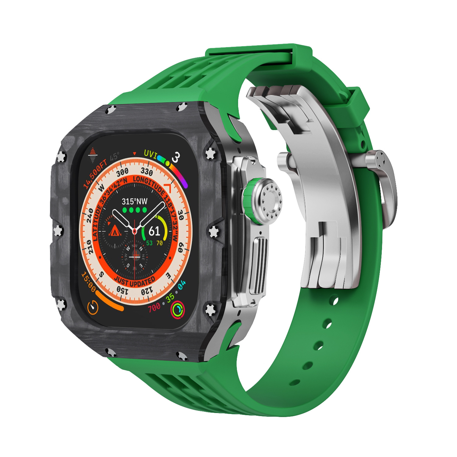 Fibra de carbono caja reloj para Apple Watch modificación Shell iwatch ultra Titanium aleación integrado protección 49mm