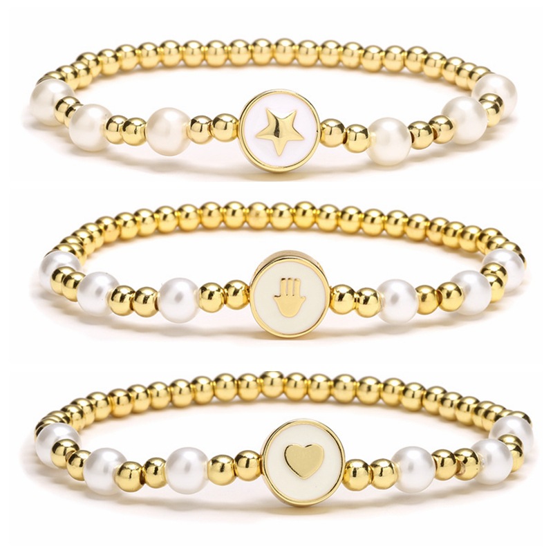 Estilo europeo y americano diseño metal con cuentas elástico amor pulsera personalidad goteo costura hip hop pulsera joyería al por mayor