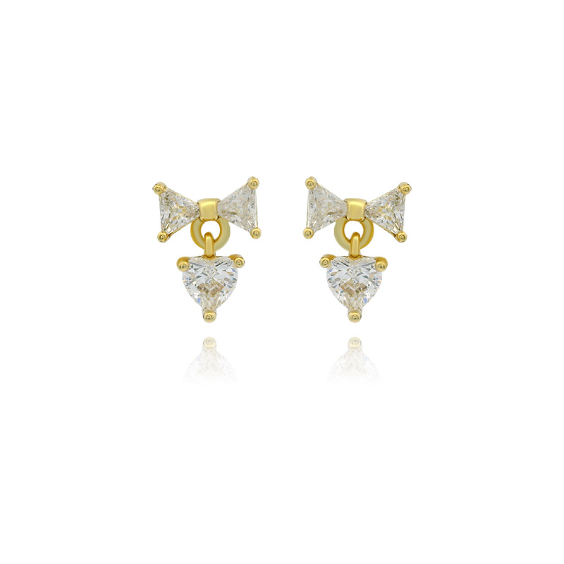 Xuping nueva moda amor bordilla arco pendientes incrustados zircon aleación de cobre elegante temperamento auriculares al por mayor