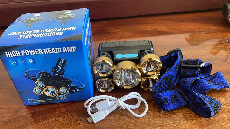 De gran diámetro recargable LED de emergencia de pesca nocturna faro fuerte luz de largo alcance faro montado en la cabeza casco lámpara de minero image 9