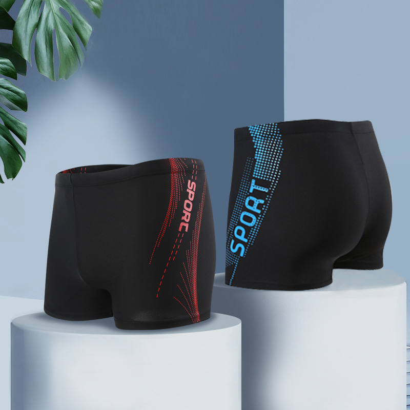 Men's adult boxer swimming trunks high elastic factory direct hot spring loose comfortable printed quick-drying boxer swimming trunks