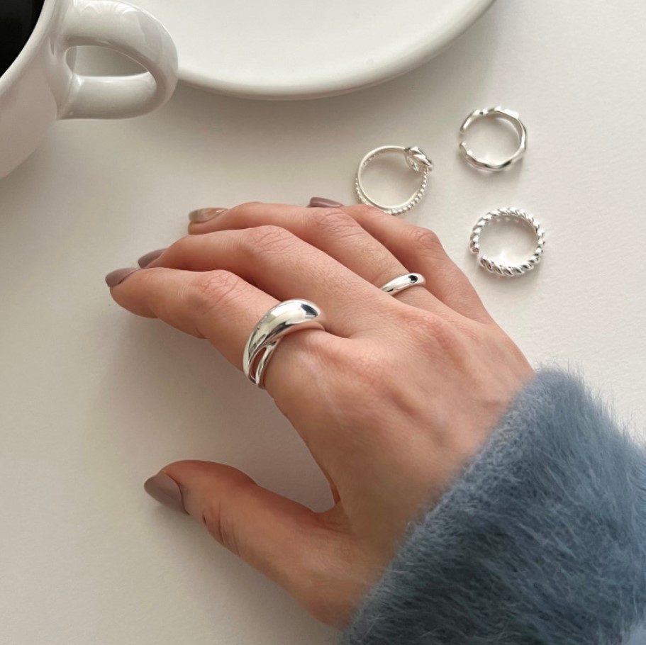 Daily Occasion 18K Gold Plated 925 Sterling Silver Solid Color Open Rings 925 Sterling Silver Rings