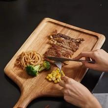 相思木实木牛排餐盘日式木质披萨盘牛扒木板餐具木盘子木头托盘