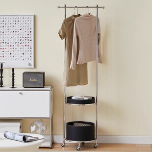 Household Light Luxury Floor Drying Rack Fashionable Movable Stainless Steel Hanger Office Area Simple Storage Coat Rack