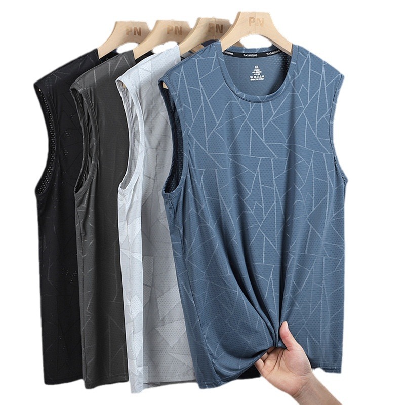 Verano nueva camiseta de hielo secado rápido chaleco de manga corta delgada suelta gran camiseta casual de media manga fabricantes al por mayor