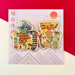 Rongsen [南昌シリーズ] 中国の特徴的な観光スポット南昌文化創造旅行木製冷蔵庫マグネット
