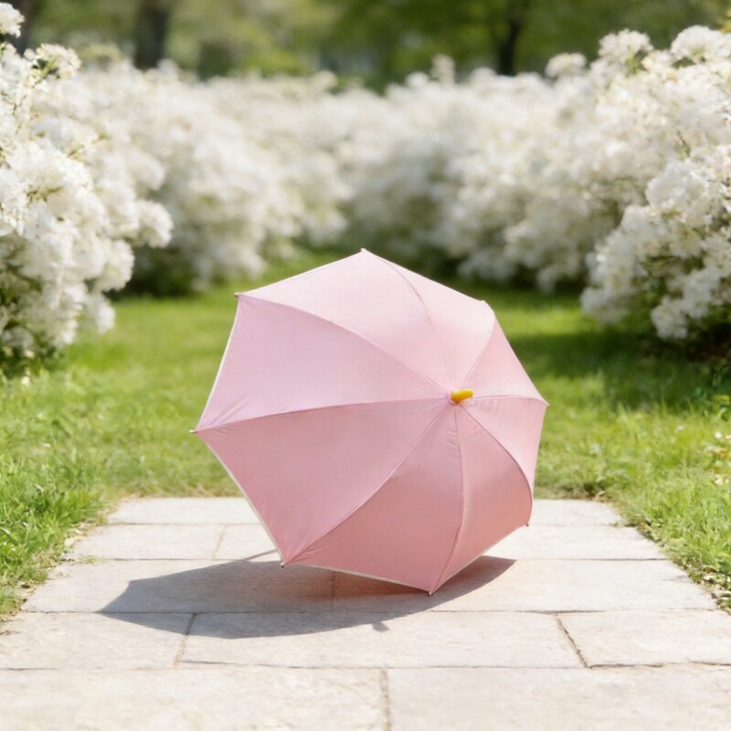 Chunyu Xi light pink and off-white edged straight umbrella, 8-bone long-handled umbrella for both sunny and rainy days, wind-resistant, can be printed with logo, customizable Chunyu Xi light pink and off-white edged straight umbrella, 8-bone long-handled umbrella for both sunny and rainy days, wind-resistant, can be printed with logo, customizable