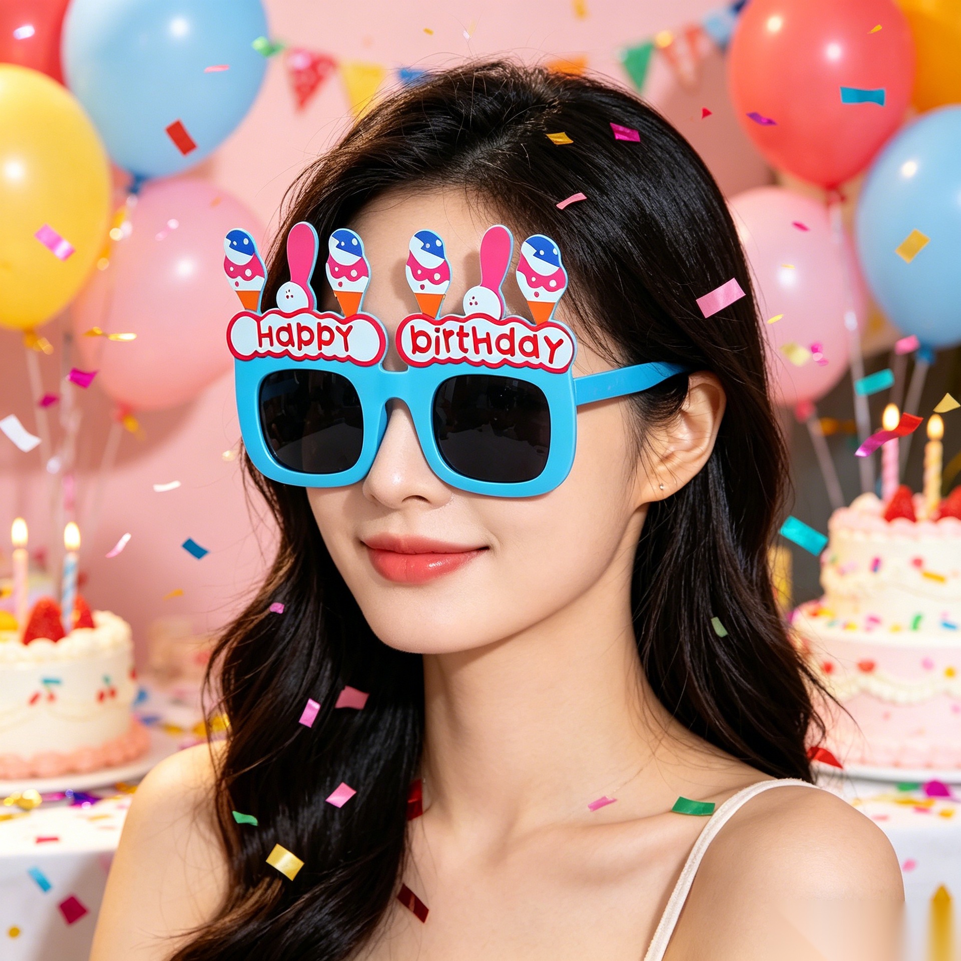 Cumpleaños temático fiesta gafas extrañas feliz cumpleaños pastel vela gafas de diseño de cumpleaños accesorios de fotos