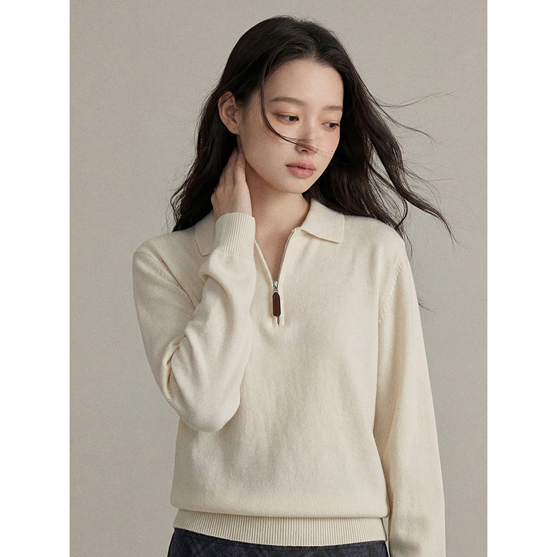 [Scottish Warm Wool Polo Shirt] Goming Korean Style Work Clothing Wool Knitwear Women's Winter Top W704C