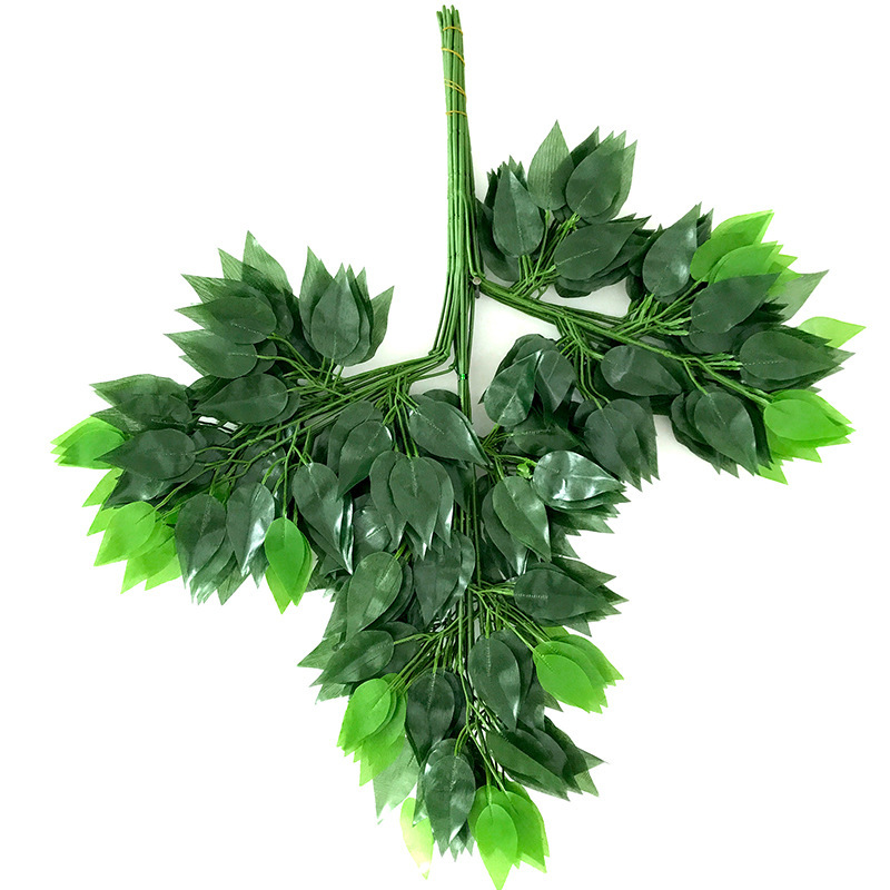 Tissu de soie Vert Tige vert Banyan Branche