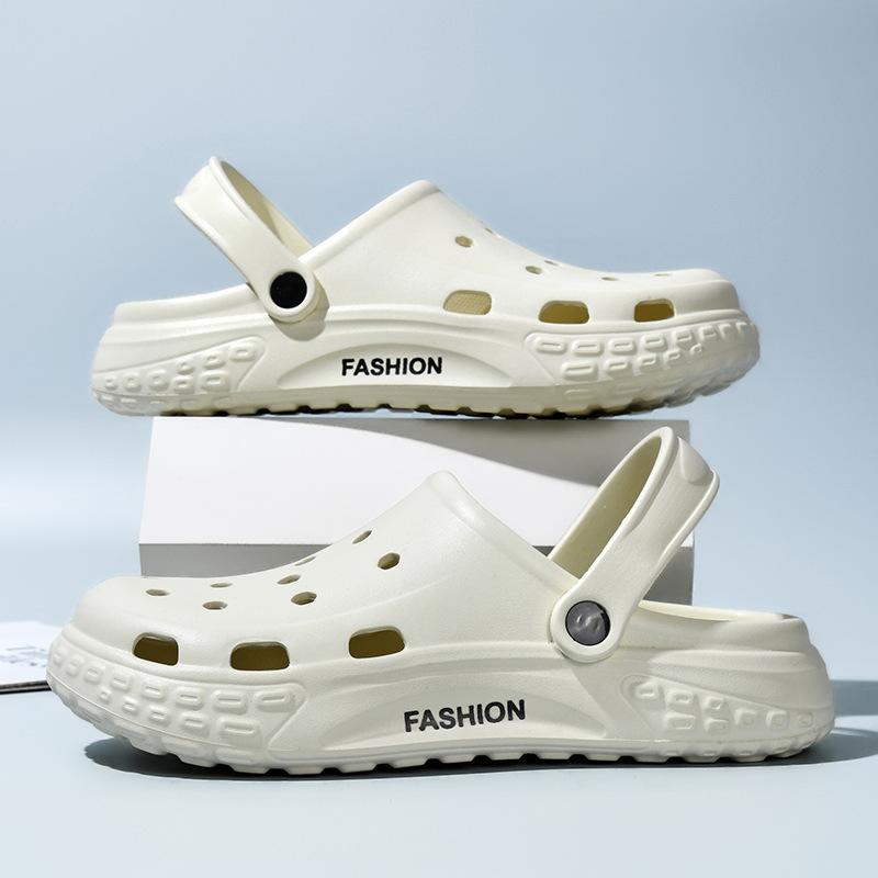 Color sólido Baotou Hole zapatos para hombres verano nuevo tipo de zapatillas de playa soleas gruesas antideslizantes sandalias para hombres