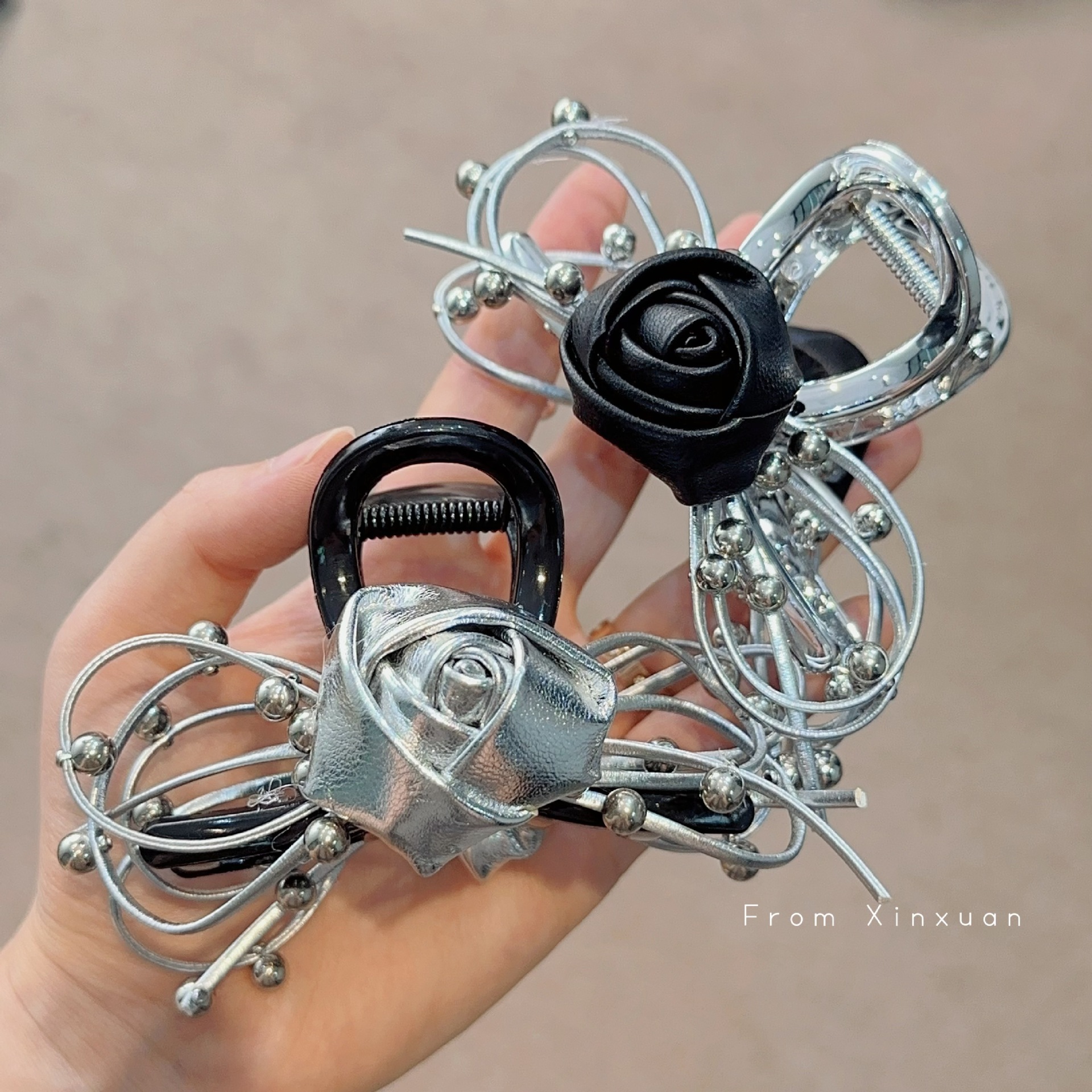 Molla per capelli a forma di rosa elegante pinza per acconciature_voghion.com