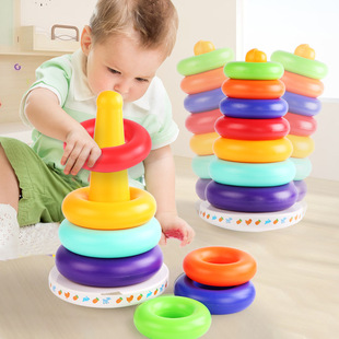 Children's ferrule stacking music rainbow tower music tumbler stacking colorful stacking circle toy stall wholesale