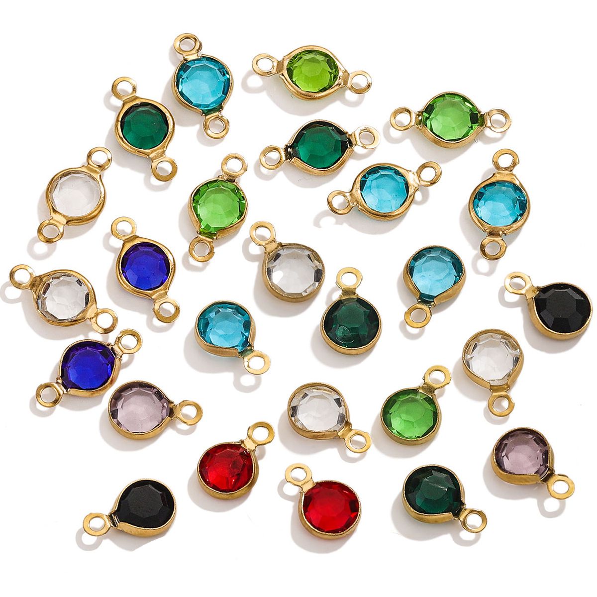 Accesorios redondos de acero inoxidable de color simple conector de cristal DIY joyería cadena collar de pulsera redonda