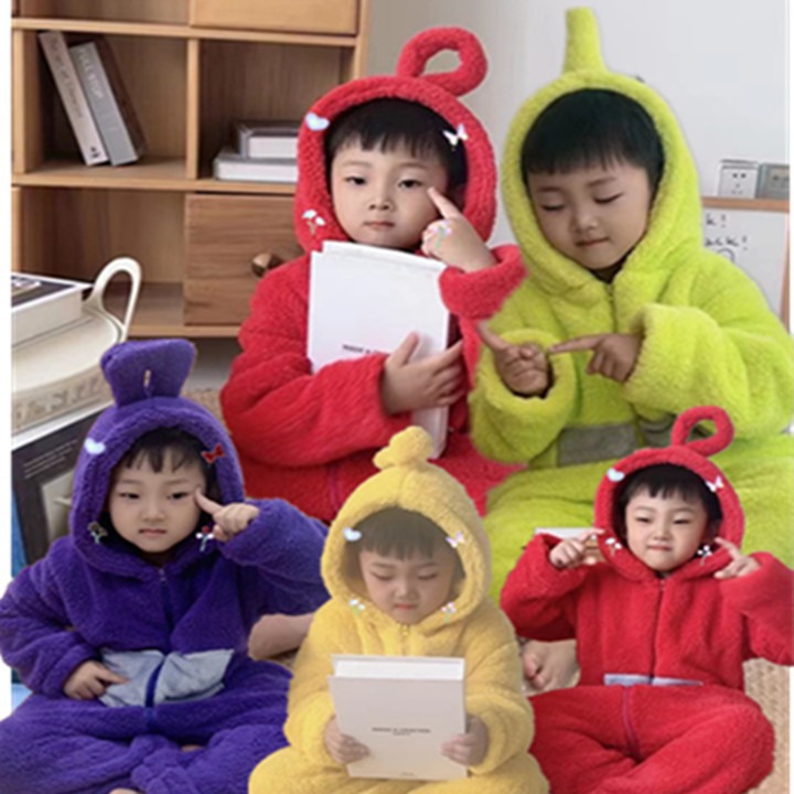 Antena de dibujos animados lindo bebé pijama de pareja de una sola pieza para hombres y mujeres Otoño e Invierno engrosado coral polar nuevo desgaste del hogar