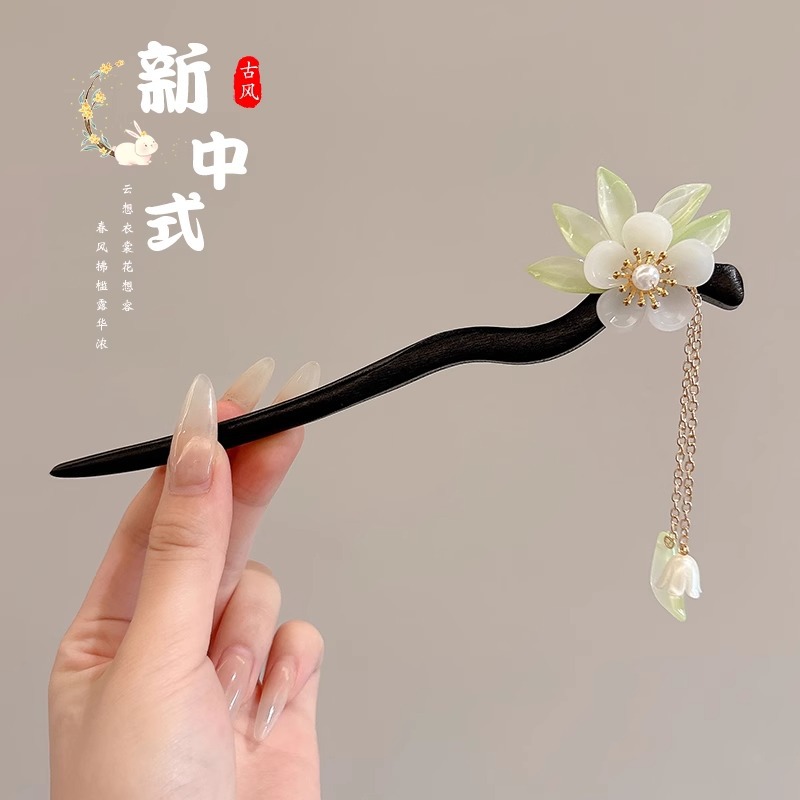 Nuevo estilo chino de alta sensibilidad pinzas de cabello estilo antiguo Liusu Bu Shake ropa antigua de ropa de estilo chino pinzas de cabello bandeja de cabello pinzas de cabello de madera pinzas de cabello