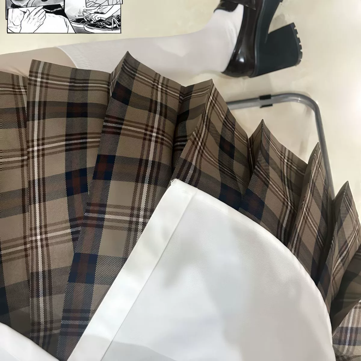 Оригинальная японская jk униформа женская маленькая коричневая юбка в одном сетке