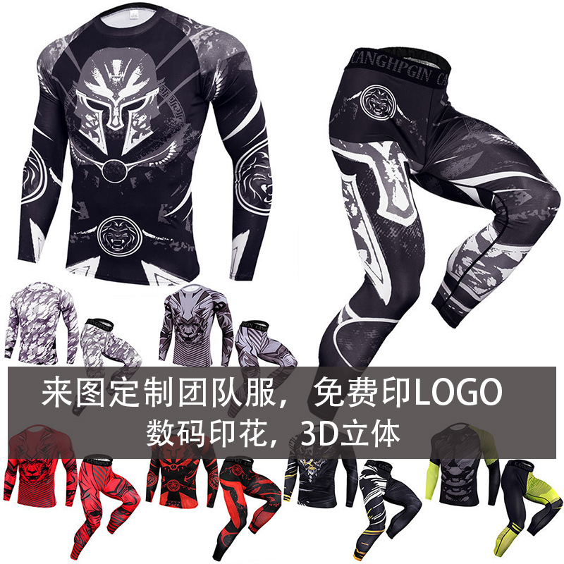 Spot Outdoor Sports Long Sleeve Suit Men's Boxing Tight Quick-drying Clothes Muay Thai Fighting Gym Fighting Suit