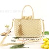 Straw handheld purse from pearl with tassels, fashionable beach bag strap, braid, new collection