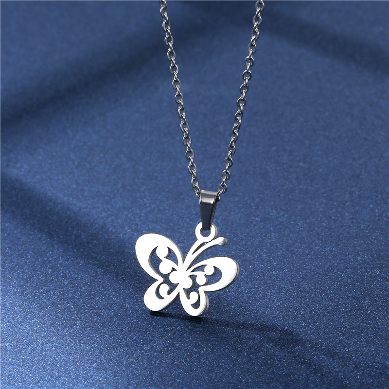 Simple Fashion Butterfly Stainless Steel Necklace Earring Set display picture 3