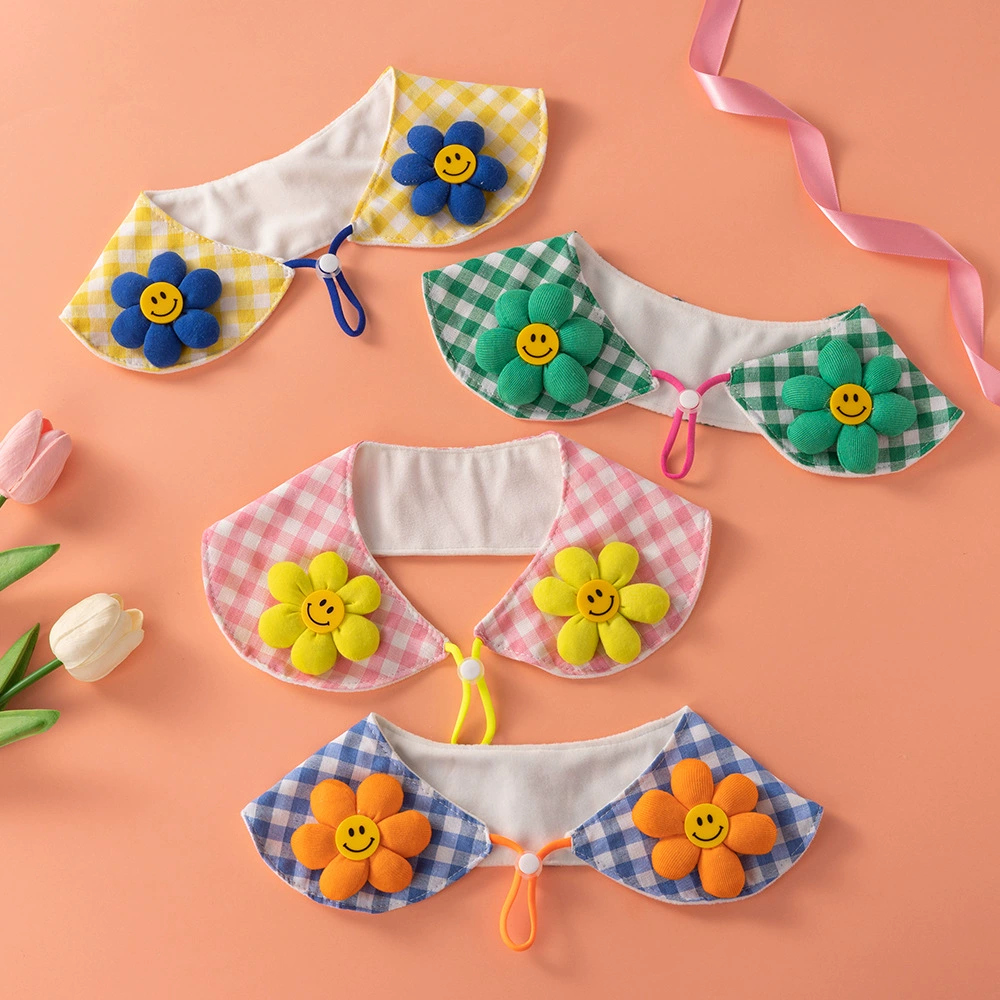 Macaron смайлик цветок клетчатый шарф шаль шарф домашнее животное кошка собака регулируемое треугольное полотенце слюны домашнее