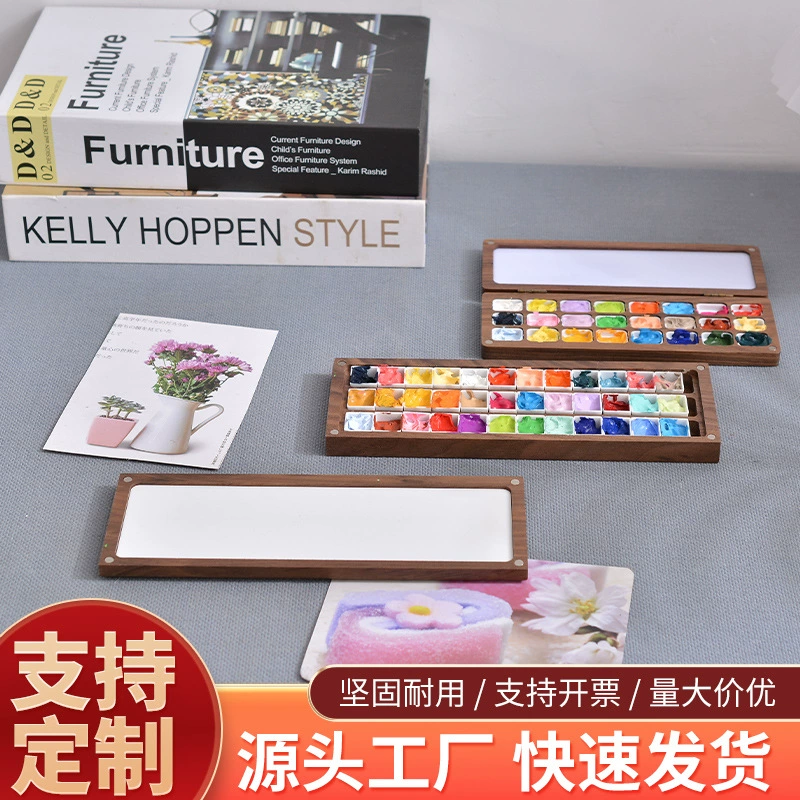 Трансграничные продаваемые деревянные акварельные пигментные коробки для детей ручной росписи разделенные палитры коробки магнитной пигментной коробки оптом