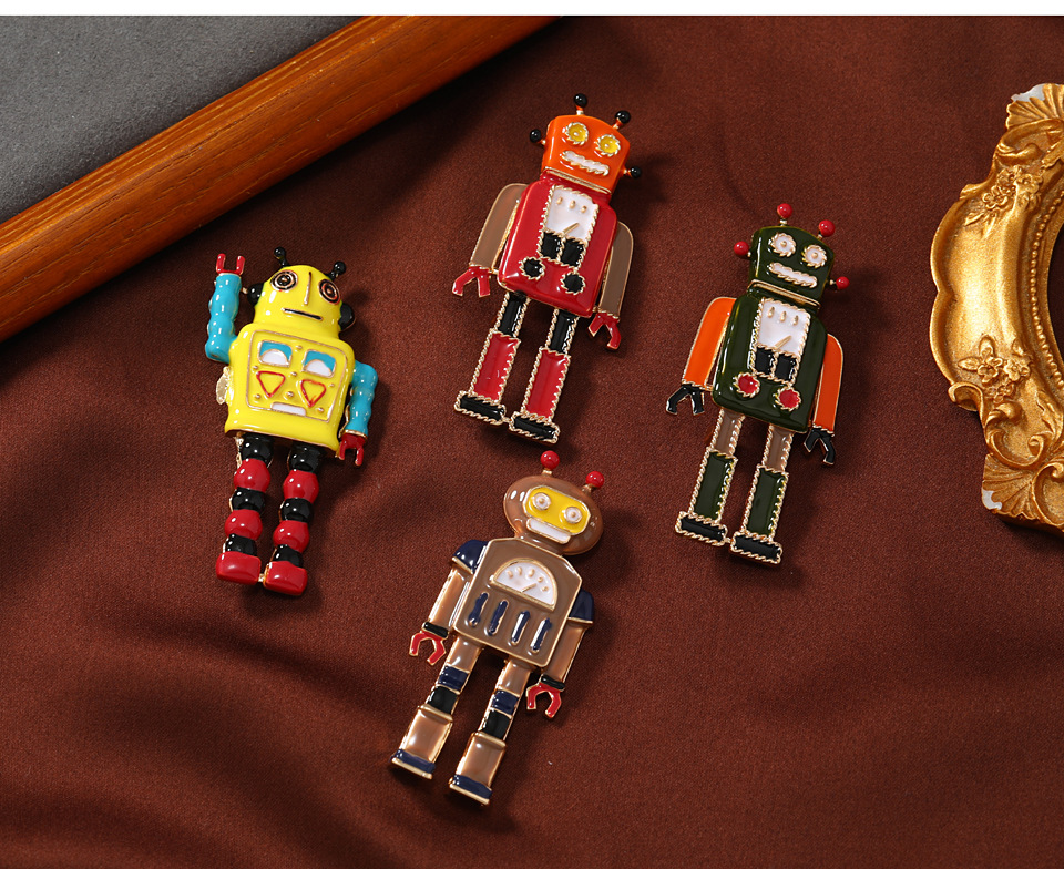 Retro Robot Alloy Enamel Unisex Brooches display picture 1