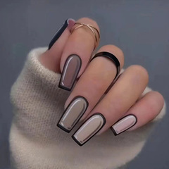 Ins-style sweet and cool anime girl 2D comic nail art gray color, white-displaying, durable, wearable nail stickers wholesale