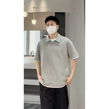 假两件polo衫短袖男款夏季翻领华夫格t恤感痞帅cleanfit半袖