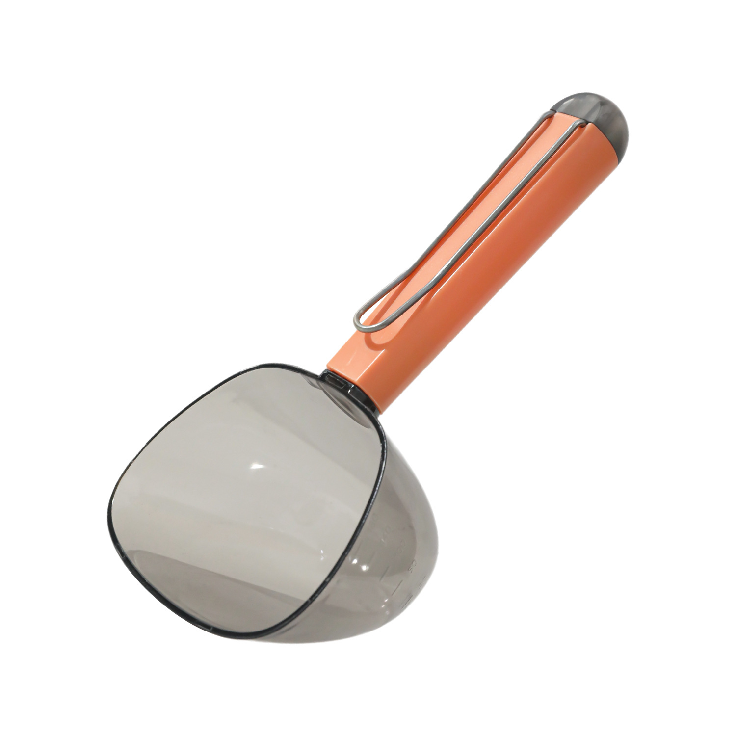 Cuchara de comida para mascotas translúcida multifuncional con mango de clip, cuchara de comida para perros, cuchara de comida para perros, cuchara general de comida para perros, venta al por mayor.
