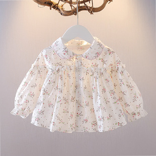 Children's clothing spring girls Korean children's small floral shirt 1-3 years old baby girl Spring children's shirt top tide