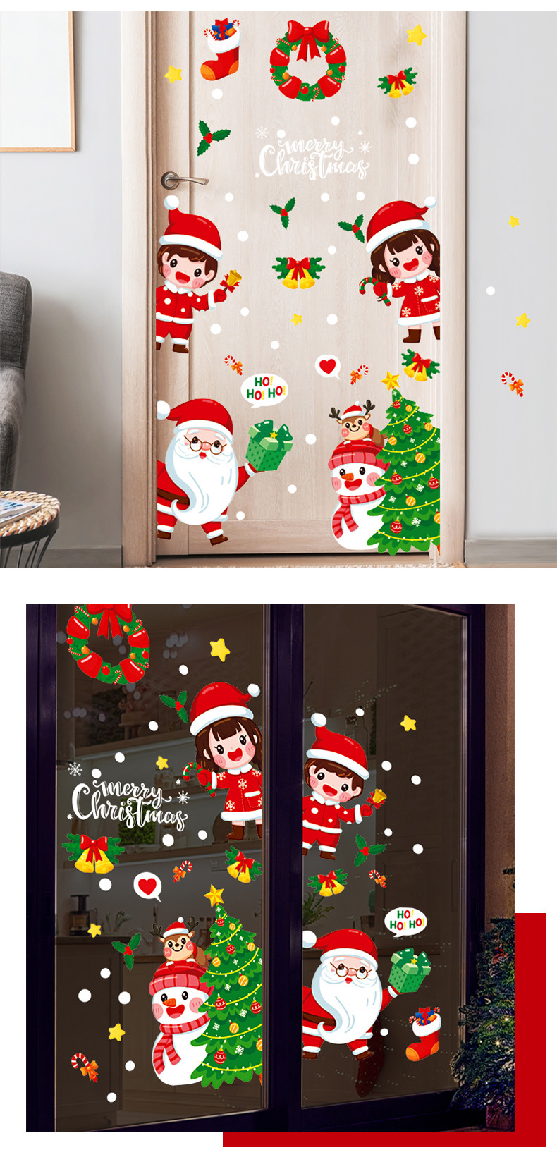 Dibujos Animados Santa Claus Muñeco De Nieve Dormitorio Sala De Estar Pegatinas De Pared Al Por Mayor Nihaojewelry display picture 3