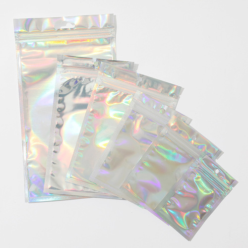 Laser self-sealing bag pvc jewelry packaging bag pearl film sealed bag pe yin and yang bone self-standing bag aluminum foil bag wholesale 