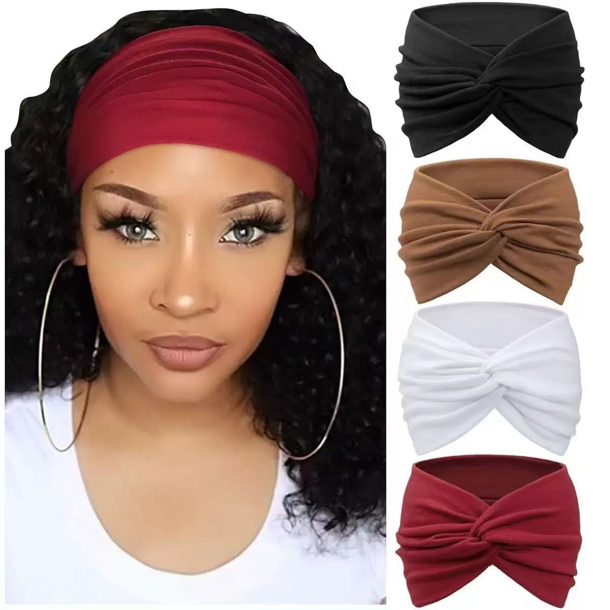 Europa y los Estados Unidos de color sólido banda de pelo deportiva ancho banda de pelo antiperspirante bandana de pelo yoga fitness banda de pelo deportiva absorción de sudor adornamiento para el pelo