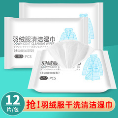 羽絨服濕巾12片便攜裝去油污免洗濕紙巾衣物乾洗劑羽絨服清潔批發