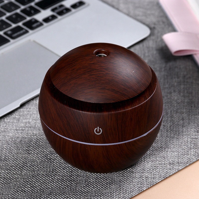 Humidificador Difusor de Aromas Esférico de ABS Estilo Madera Súper Silencioso con Apagado Automático para Hogar