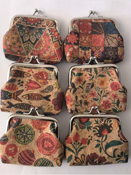Vintage Cork Texture Coin Purse, Ethnic Cork Clutch, Versatile Dupont Paper Creative Clip Bag, Gold Small Bag