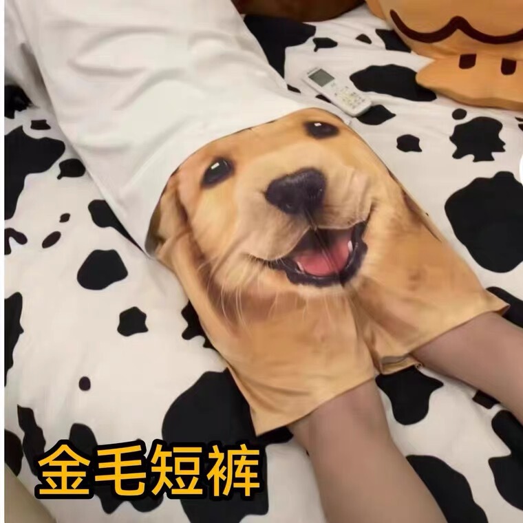 Golden Retriever Shorts Funny Men's Beach Pants Cartoon Print Breathable Home and Outdoor Fashion Couple Dog Head Shorts Trendy