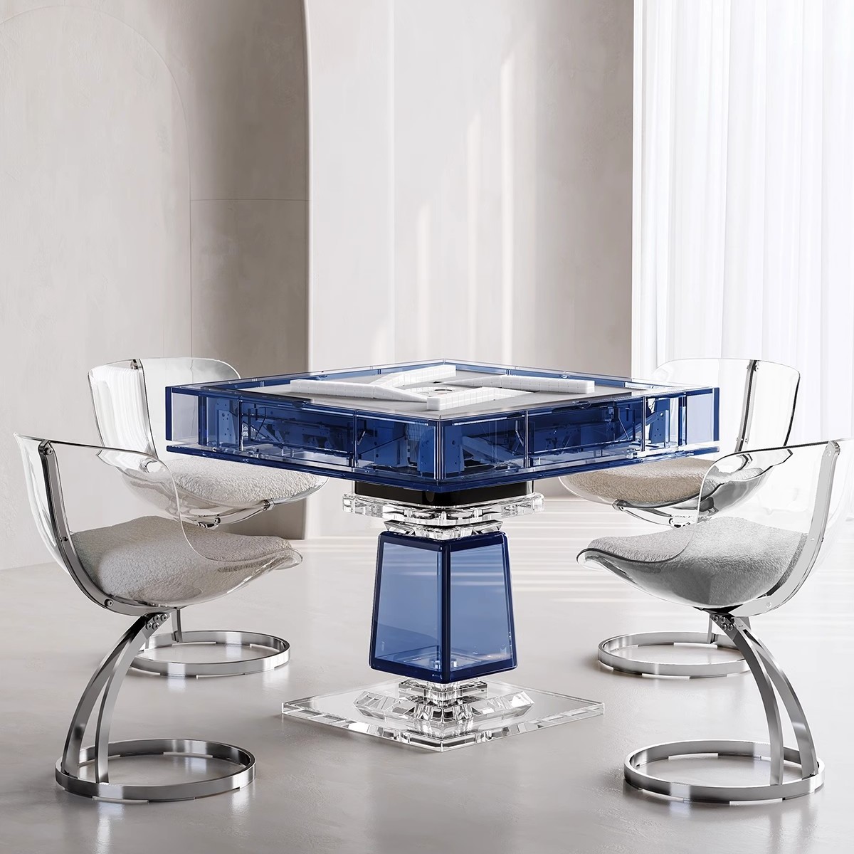 Mesa de mahjong completamente automática Club de entretenimiento Club Máquina de mahjong comercial Mesa de comedor Mesa de ajedrez cuadrada de doble uso Acrílico