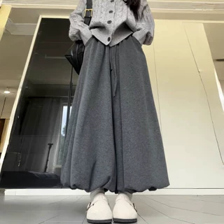 灰色糯米花苞裤女秋季2026新款蓬蓬灯笼裤小个子宽松显瘦阔腿裙裤