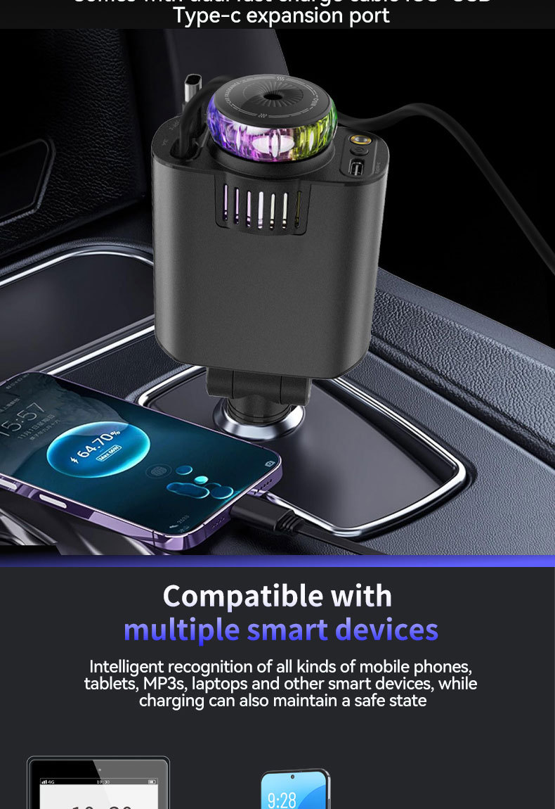 New starry sky ceiling aromatherapy spray ambient light four-in-one data cable super fast charging car charger