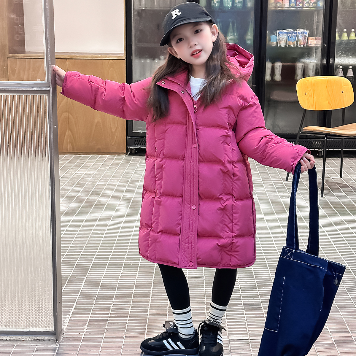 Chaqueta acolchada de algodón para niñas de invierno Chaqueta acolchada larga chaqueta acolchada de algodón 2024 Chaqueta acolchada de algodón con capucha para niños de niñas nuevas