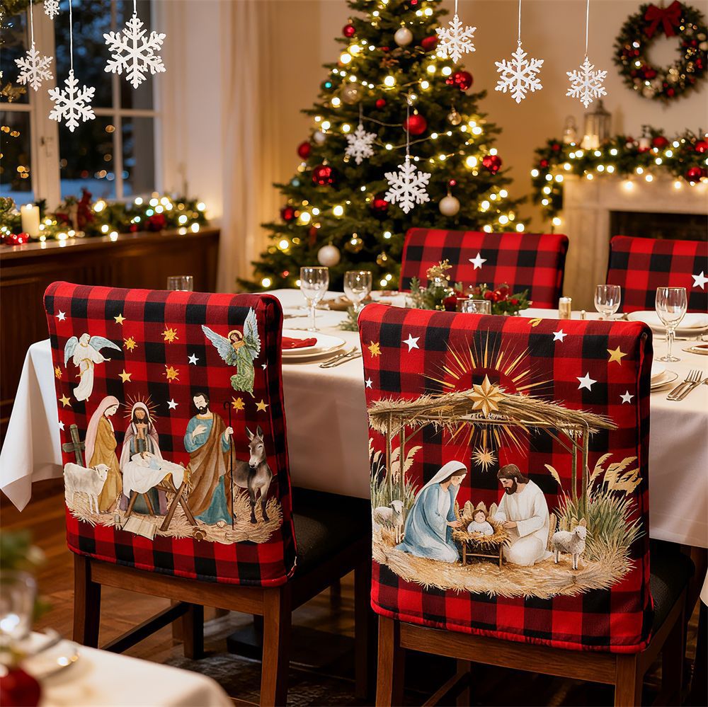 Cross-Border New Hot-Selling Linen Christmas Chair Cover Living Room Dining Table Outdoor Party Holiday Decorations