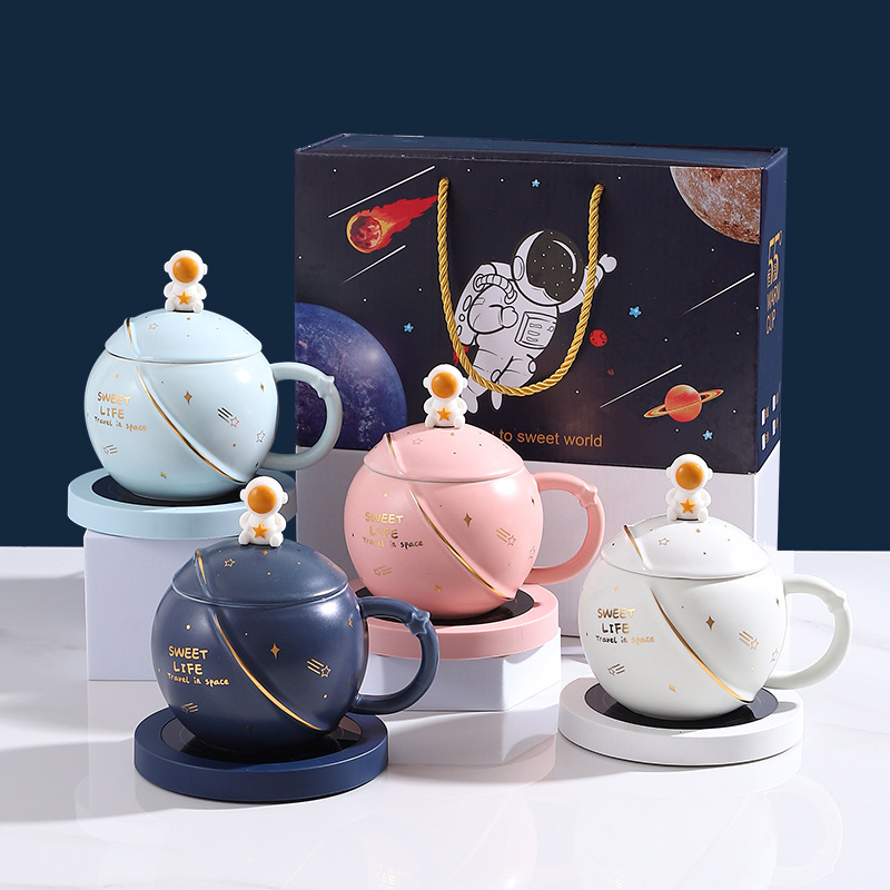 星球恒温杯圆形恒温垫星球暖暖杯情人节礼物伴手礼圆形加热垫星球