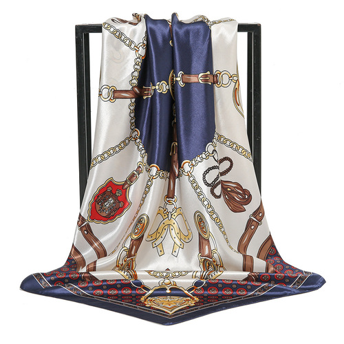 New cross-border European and American-style printed silk-look 90x90 cm square scarf—stylish, trendy, versatile headscarf/necktie/silk scarf for women
