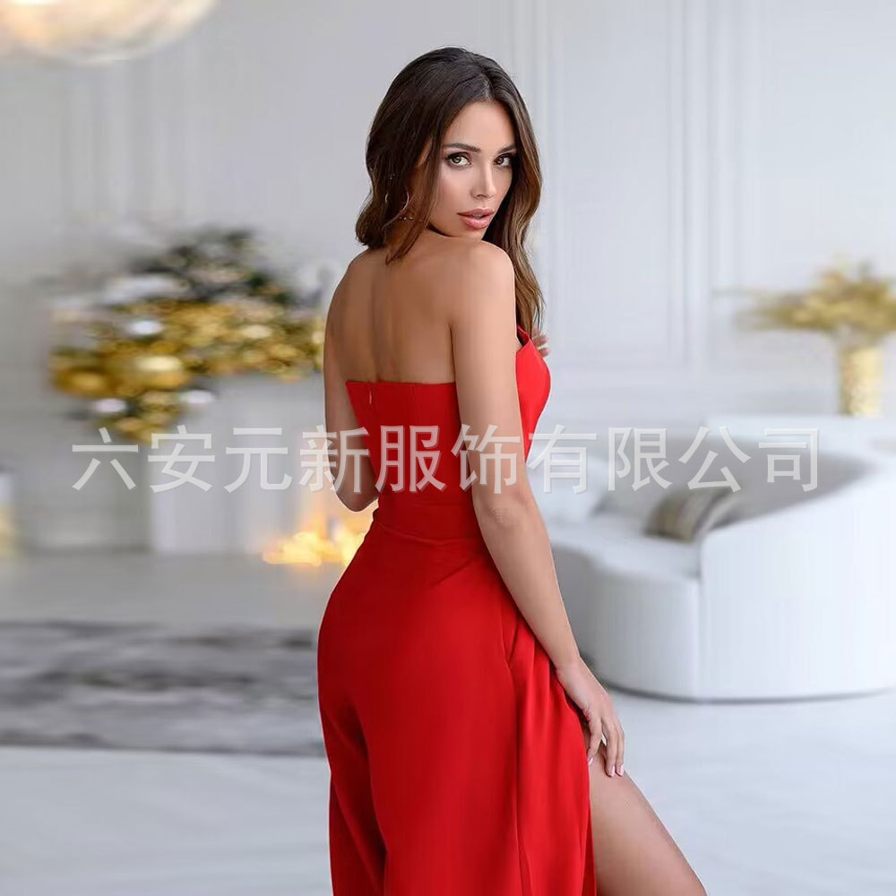 Amazon AliExpress nuevas mujeres de alta cintura casual jumpsuit pantalones sexy tubo superior elegante mono del partido